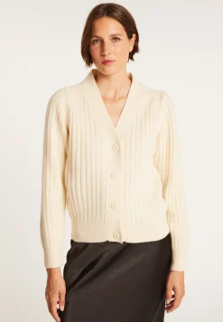 Montagut Alpaca wool V-neck cardigan with ribbed edges - Celly