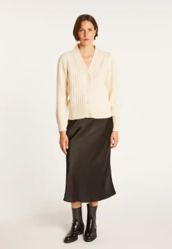 Montagut Alpaca wool V-neck cardigan with ribbed edges - Celly