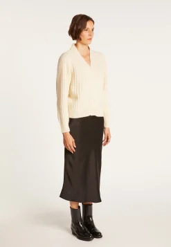 Montagut Alpaca wool V-neck cardigan with ribbed edges - Celly
