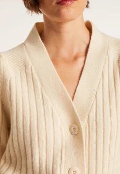 Montagut Alpaca wool V-neck cardigan with ribbed edges - Celly