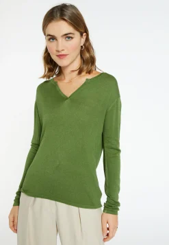 Montagut Bamboo cashmere t-shirt with tunisian collar - Aesha