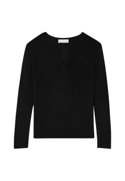 Montagut Bamboo cashmere t-shirt with tunisian collar - Aesha