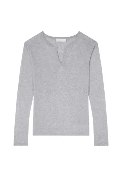Montagut Bamboo cashmere t-shirt with tunisian collar - Aesha