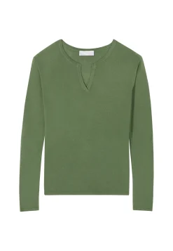 Montagut Bamboo cashmere t-shirt with tunisian collar - Aesha