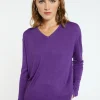 Montagut Bamboo cashmere V-neck T-shirt - Aeline