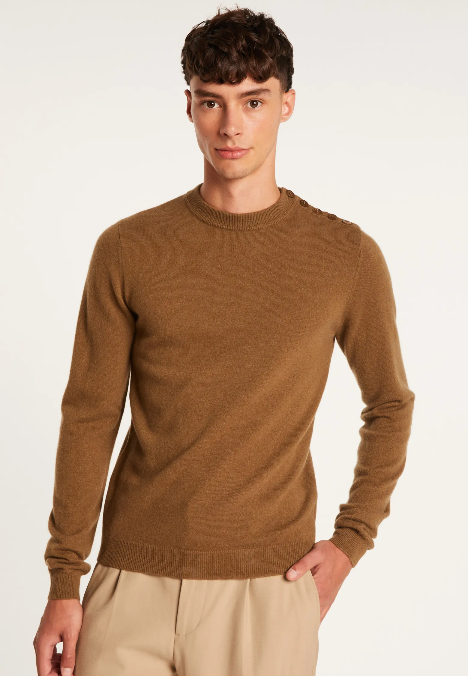 Montagut Button shoulder 4-ply cashmere jumper - Bonifas