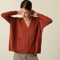 Montagut Buttoned cardigan with pockets in merino wool - Ava