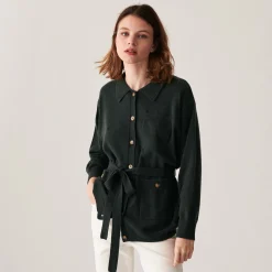 Montagut Buttoned cashmere jacket with polo collar - Clemence