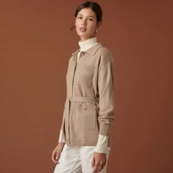Montagut Buttoned cashmere jacket with polo collar - Clemence