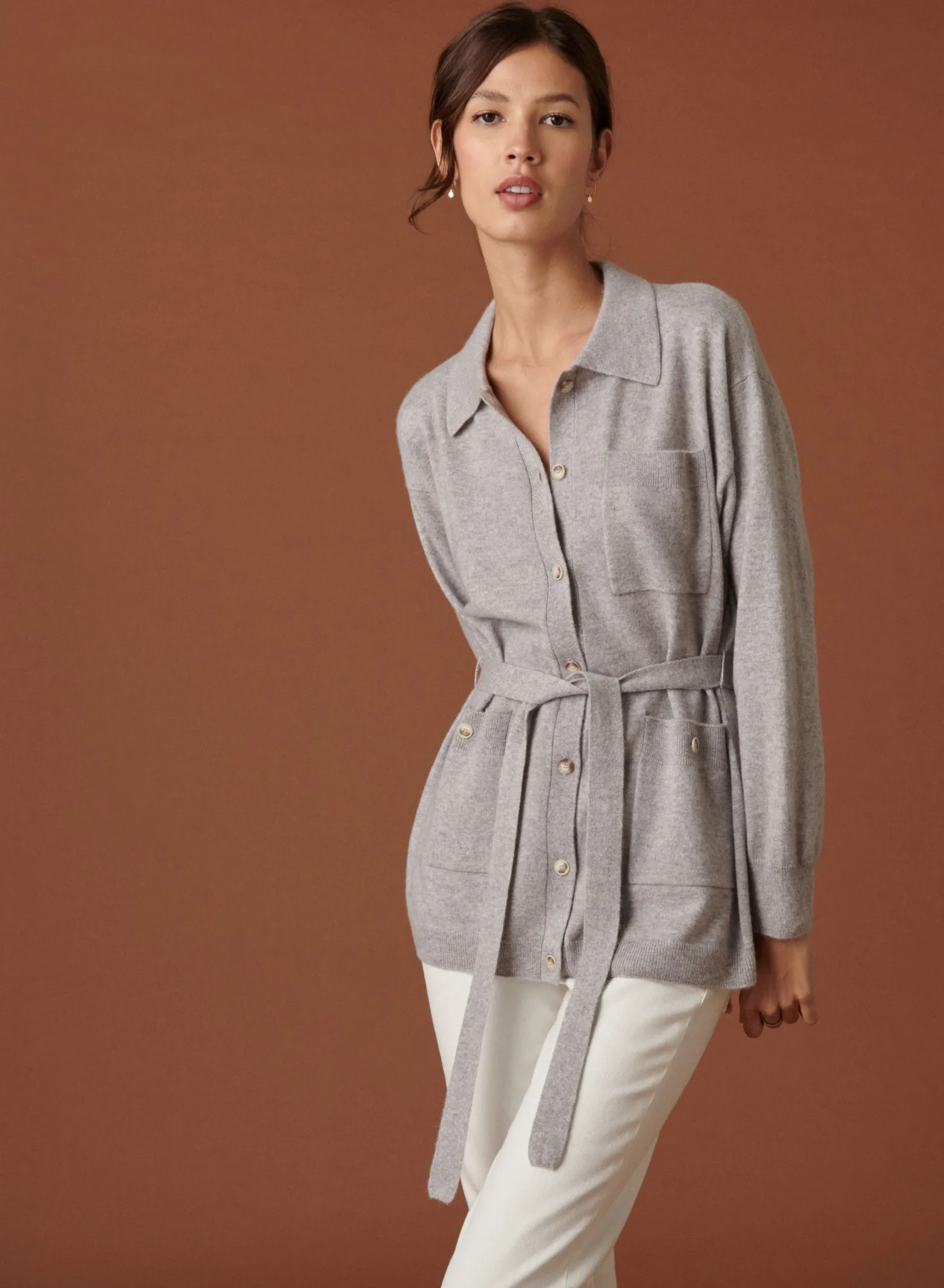 Montagut Buttoned cashmere jacket with polo collar - Clemence