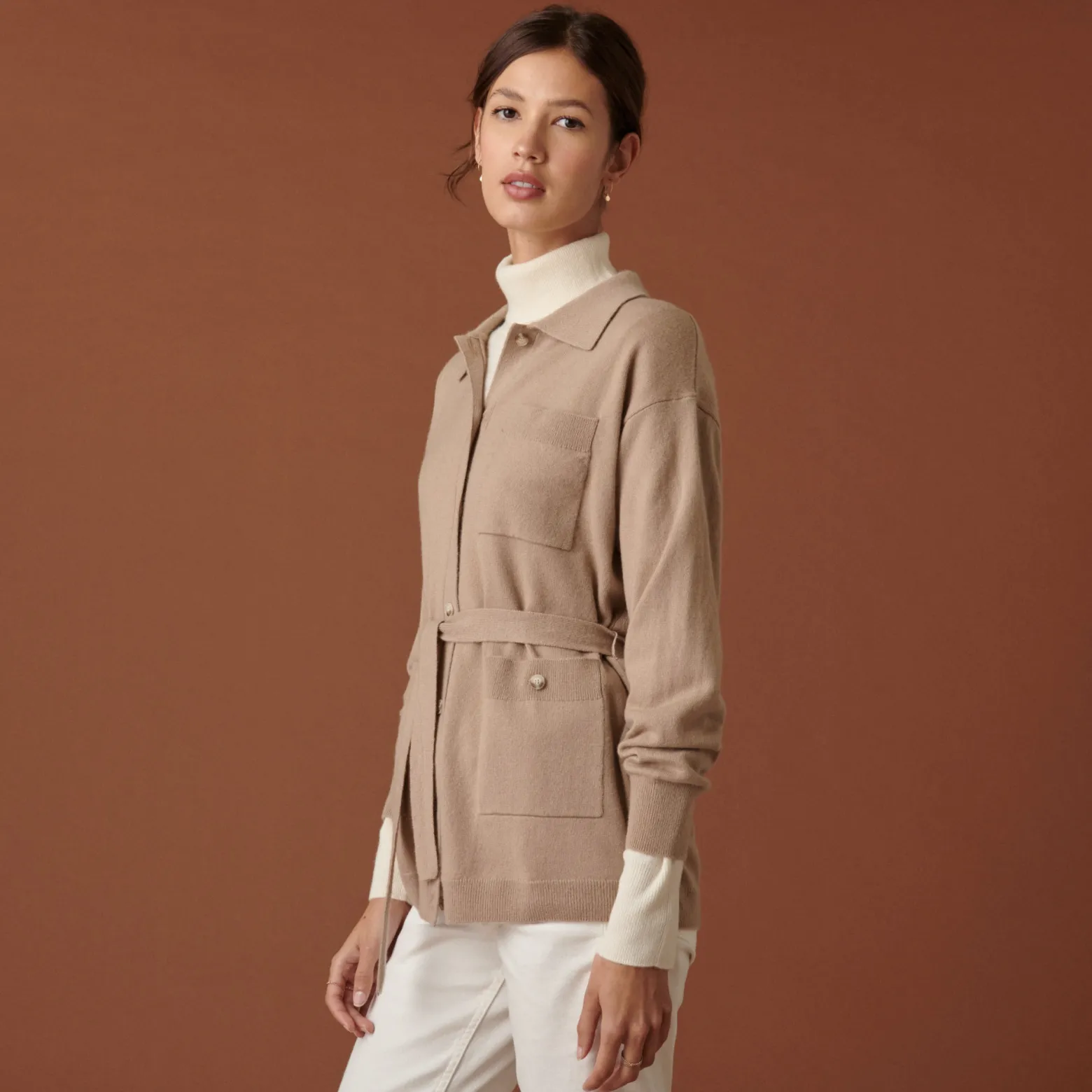 Montagut Buttoned cashmere jacket with polo collar - Clemence