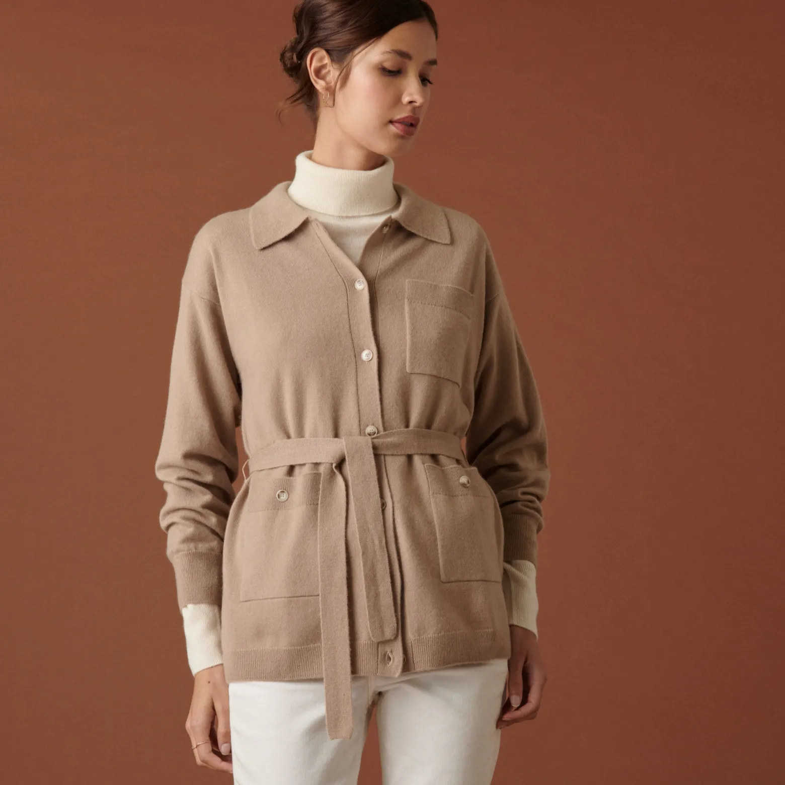 Montagut Buttoned cashmere jacket with polo collar - Clemence