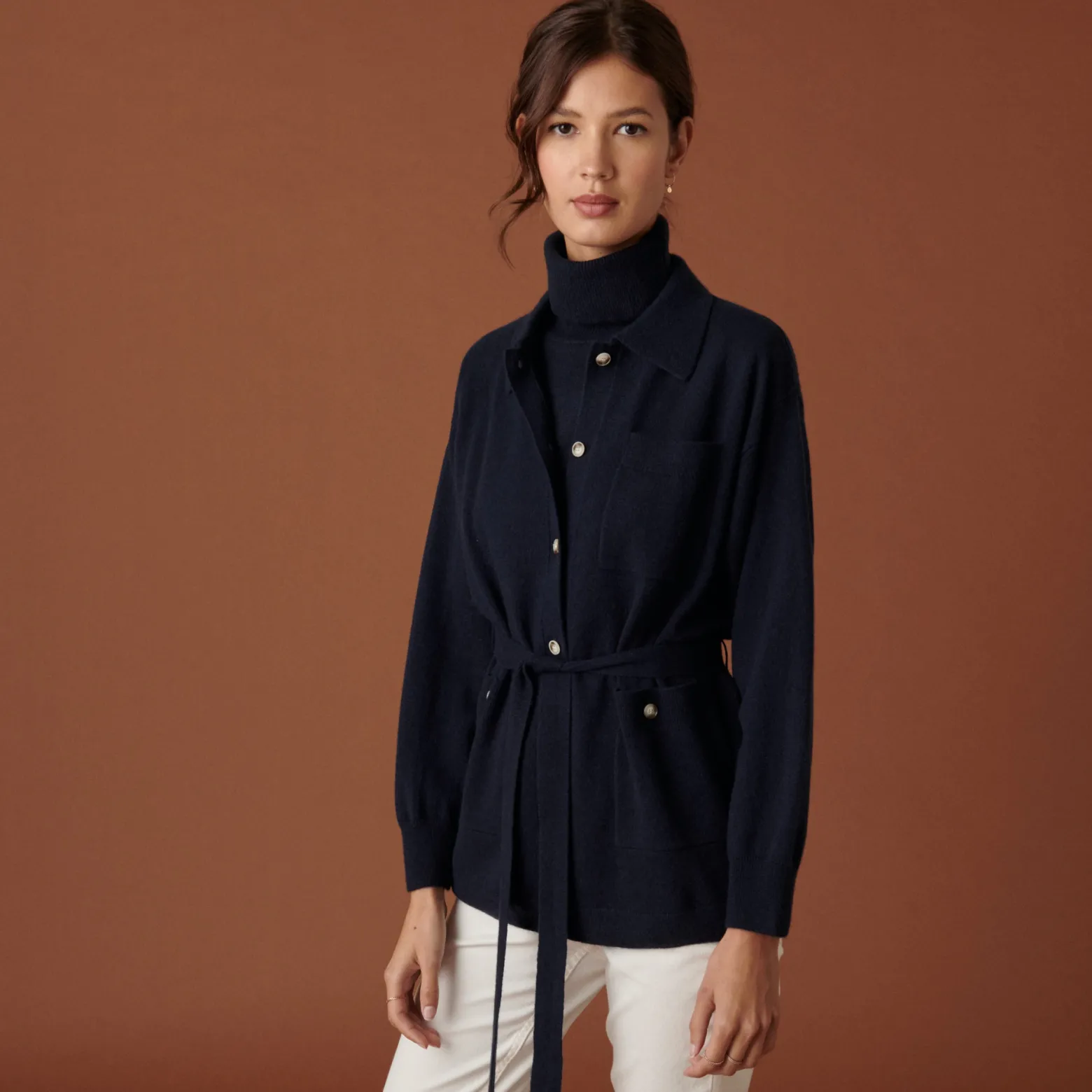 Montagut Buttoned cashmere jacket with polo collar - Clemence