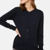 Montagut Buttoned round neck cardigan with pockets in merino wool - Amalia