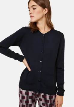 Montagut Buttoned round neck cardigan with pockets in merino wool - Amalia