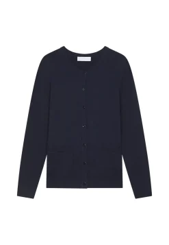 Montagut Buttoned round neck cardigan with pockets in merino wool - Amalia