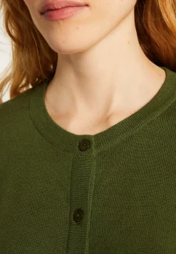 Montagut Buttoned round neck cardigan with pockets in merino wool - Amalia