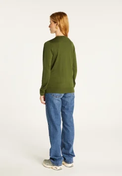 Montagut Buttoned round neck cardigan with pockets in merino wool - Amalia