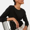 Montagut Buttoned t-shirt in cashmere bamboo round neck in fine knit - Aelia