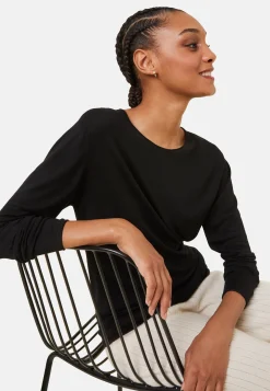 Montagut Buttoned t-shirt in cashmere bamboo round neck in fine knit - Aelia
