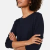 Montagut Buttoned t-shirt in cashmere bamboo round neck in fine knit - Aelia