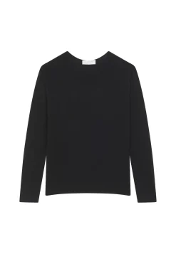 Montagut Buttoned t-shirt in cashmere bamboo round neck in fine knit - Aelia