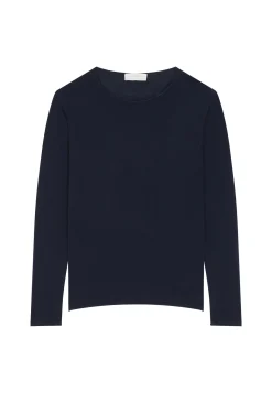 Montagut Buttoned t-shirt in cashmere bamboo round neck in fine knit - Aelia