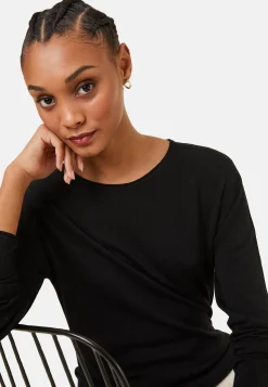 Montagut Buttoned t-shirt in cashmere bamboo round neck in fine knit - Aelia