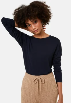 Montagut Buttoned t-shirt in cashmere bamboo round neck in fine knit - Aelia