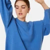 Montagut Cashmere blend round-neck sweater with puff sleeves - Lamaras