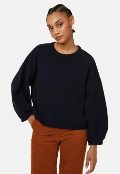 Montagut Cashmere blend round-neck sweater with puff sleeves - Lamaras