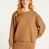 Montagut Cashmere blend round-neck sweater with puff sleeves - Lamaras