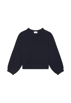 Montagut Cashmere blend round-neck sweater with puff sleeves - Lamaras