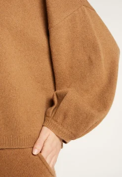 Montagut Cashmere blend round-neck sweater with puff sleeves - Lamaras