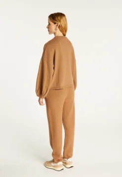 Montagut Cashmere blend round-neck sweater with puff sleeves - Lamaras
