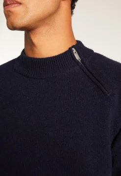 Montagut Cashmere Blend Zip-Up Shoulder Sweater - Tiam