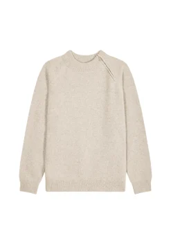 Montagut Cashmere Blend Zip-Up Shoulder Sweater - Tiam