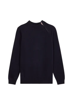 Montagut Cashmere Blend Zip-Up Shoulder Sweater - Tiam