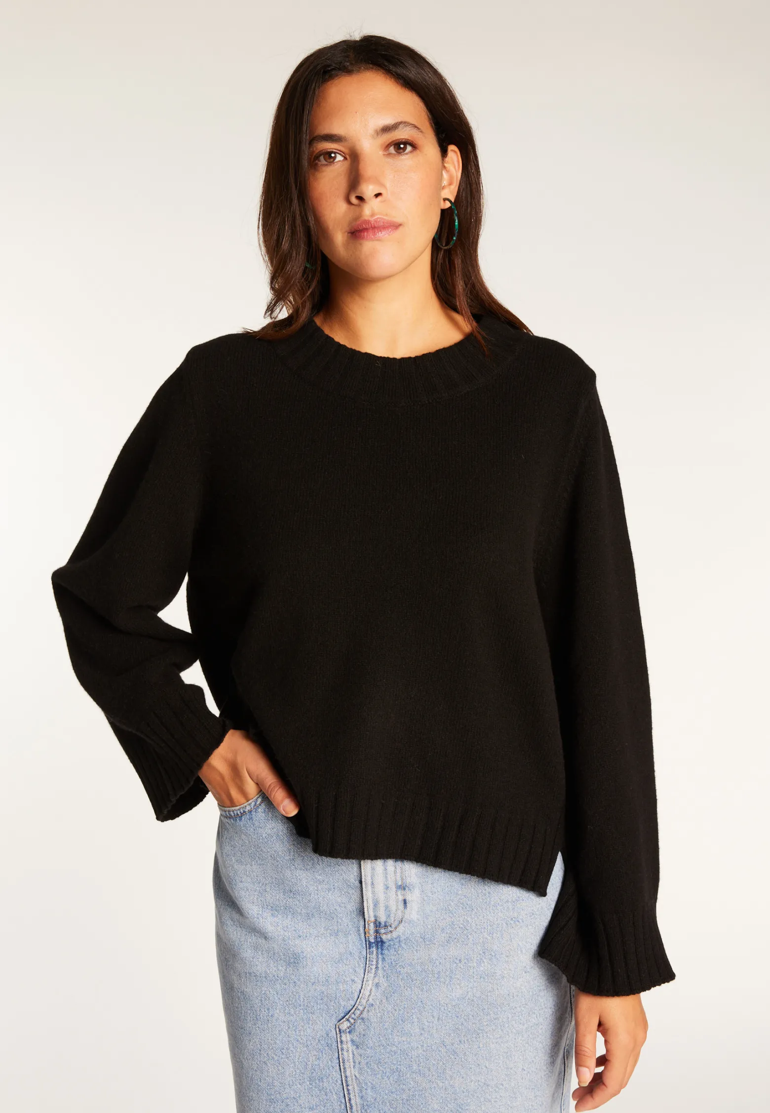 Montagut Cashmere crew neck short sweater - Vicky