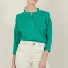 Montagut Cashmere linen sweater with button-down collar - Naza