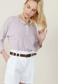 Montagut Cashmere linen sweater with button-down collar - Naza