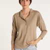 Montagut Cashmere linen sweater with button-down collar - Naza
