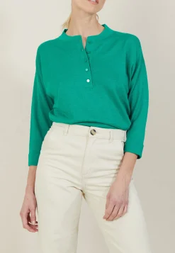 Montagut Cashmere linen sweater with button-down collar - Naza