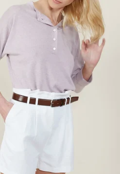 Montagut Cashmere linen sweater with button-down collar - Naza