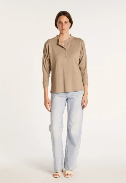 Montagut Cashmere linen sweater with button-down collar - Naza