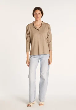 Montagut Cashmere linen sweater with button-down collar - Naza