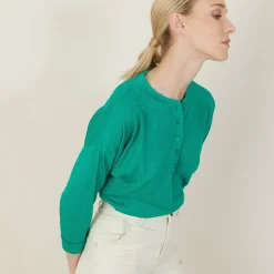 Montagut Cashmere linen sweater with button-down collar - Naza