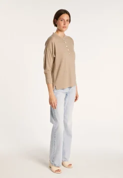 Montagut Cashmere linen sweater with button-down collar - Naza