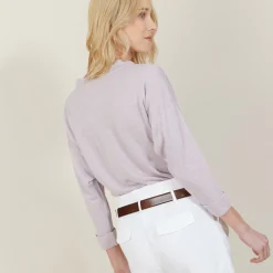 Montagut Cashmere linen sweater with button-down collar - Naza