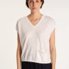 Montagut Cashmere Linen V-neck T-shirt - Meg
